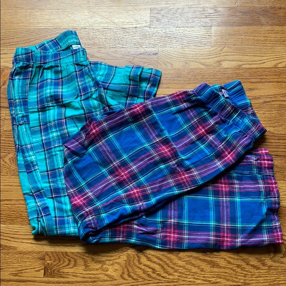 Old Navy Plaid Pajama pants XS Silver Glitter